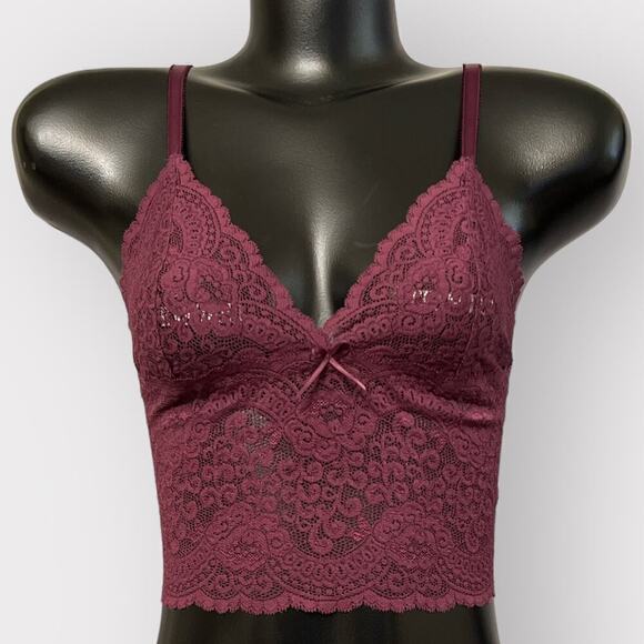 Victoria’s Secret VINTAGE Longline Lace Bralette Womens M Purple Coquette Floral - Picture 2 of 10